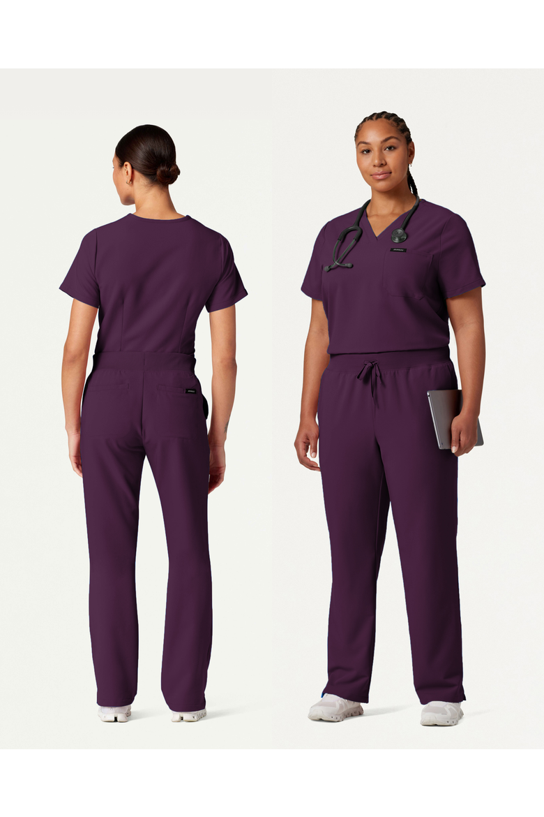 Rhena Women's 1-Pocket Classic V-Neck Scrub Top, Alternate, color, Deep Eggplant