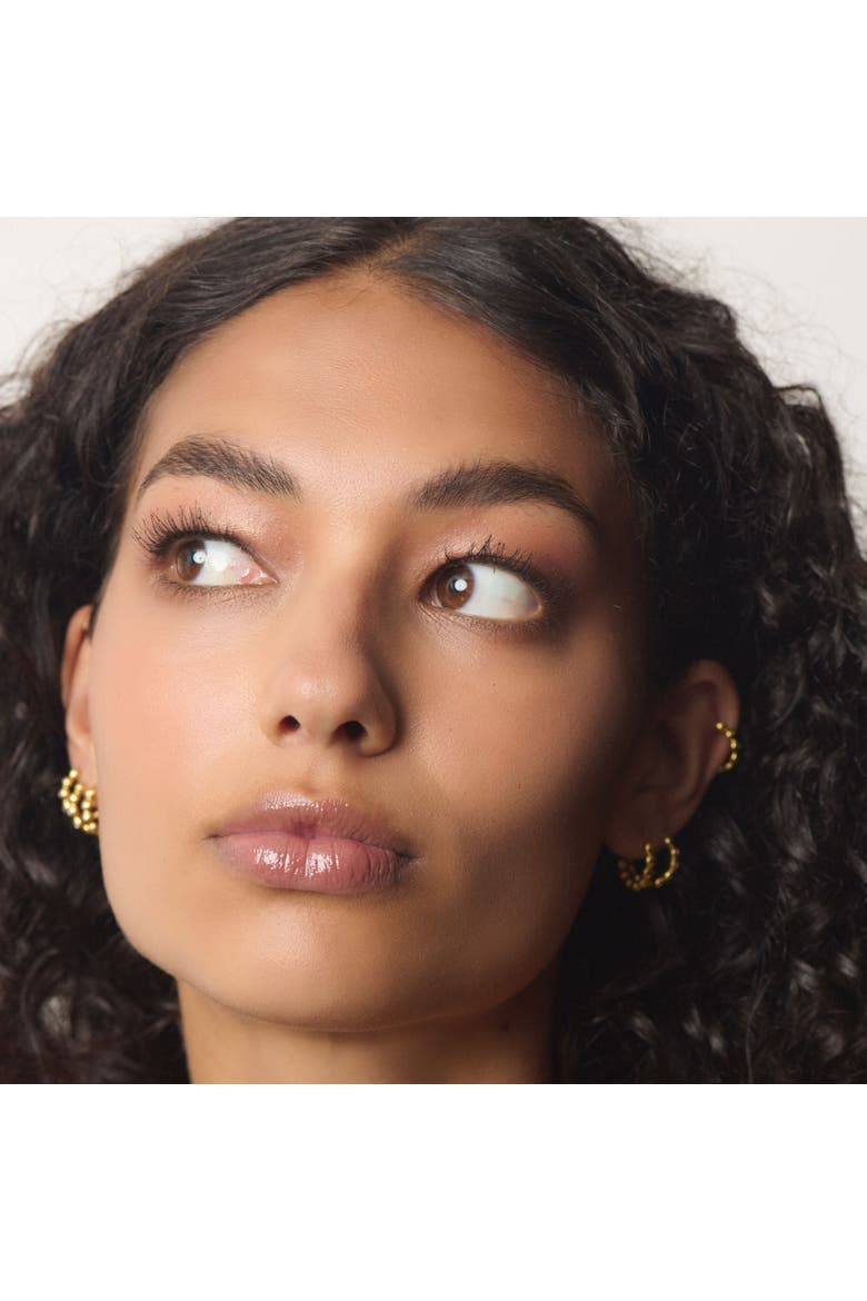 Demetra Pink Sapphire Hoop Earrings, Alternate, color, Yellow Gold