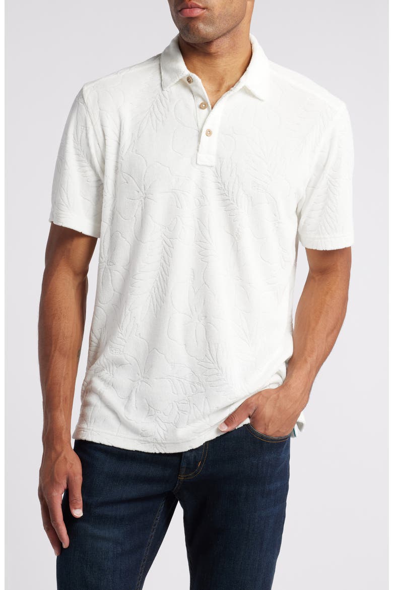 Poolside Hibiscus Jacquard Terry Cloth Polo, Main, color, CONTINENTAL
