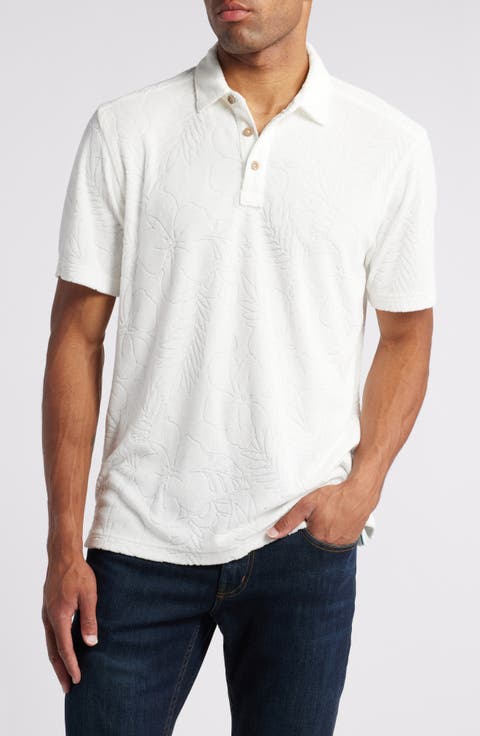 Poolside Hibiscus Jacquard Terry Cloth Polo