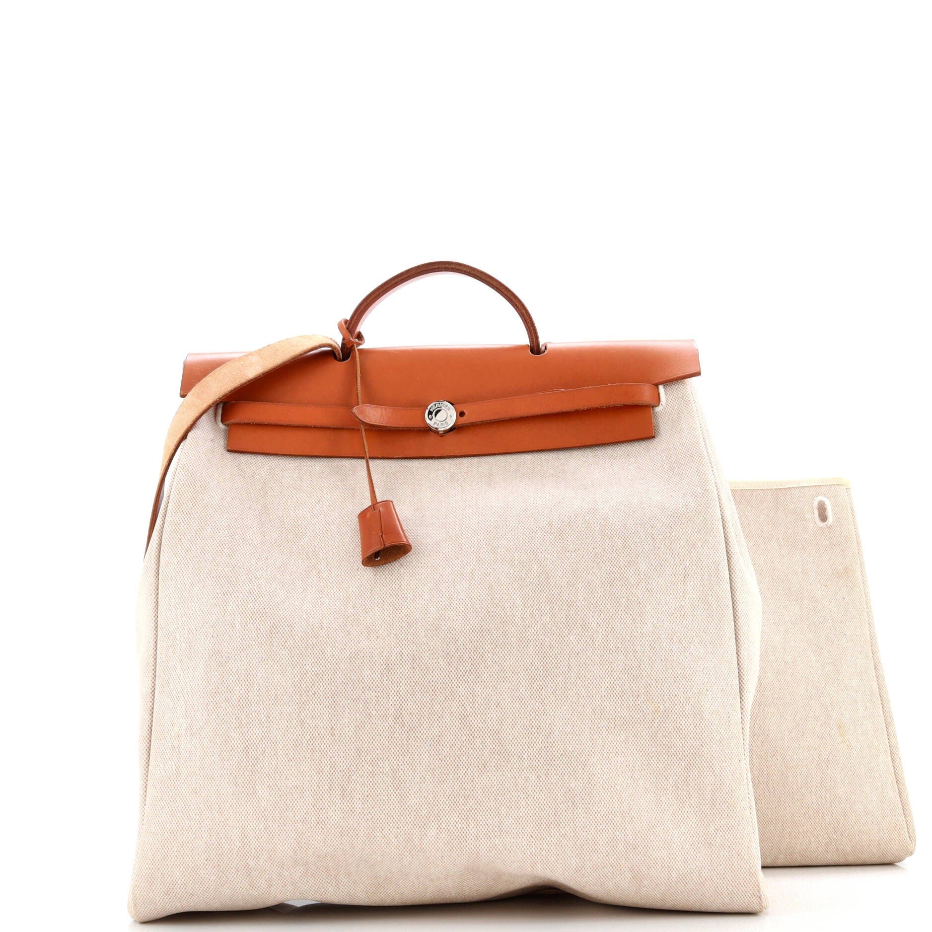 Pre-Owned Hermes Herbag Toile and Leather MM, Alternate, color, Ecru