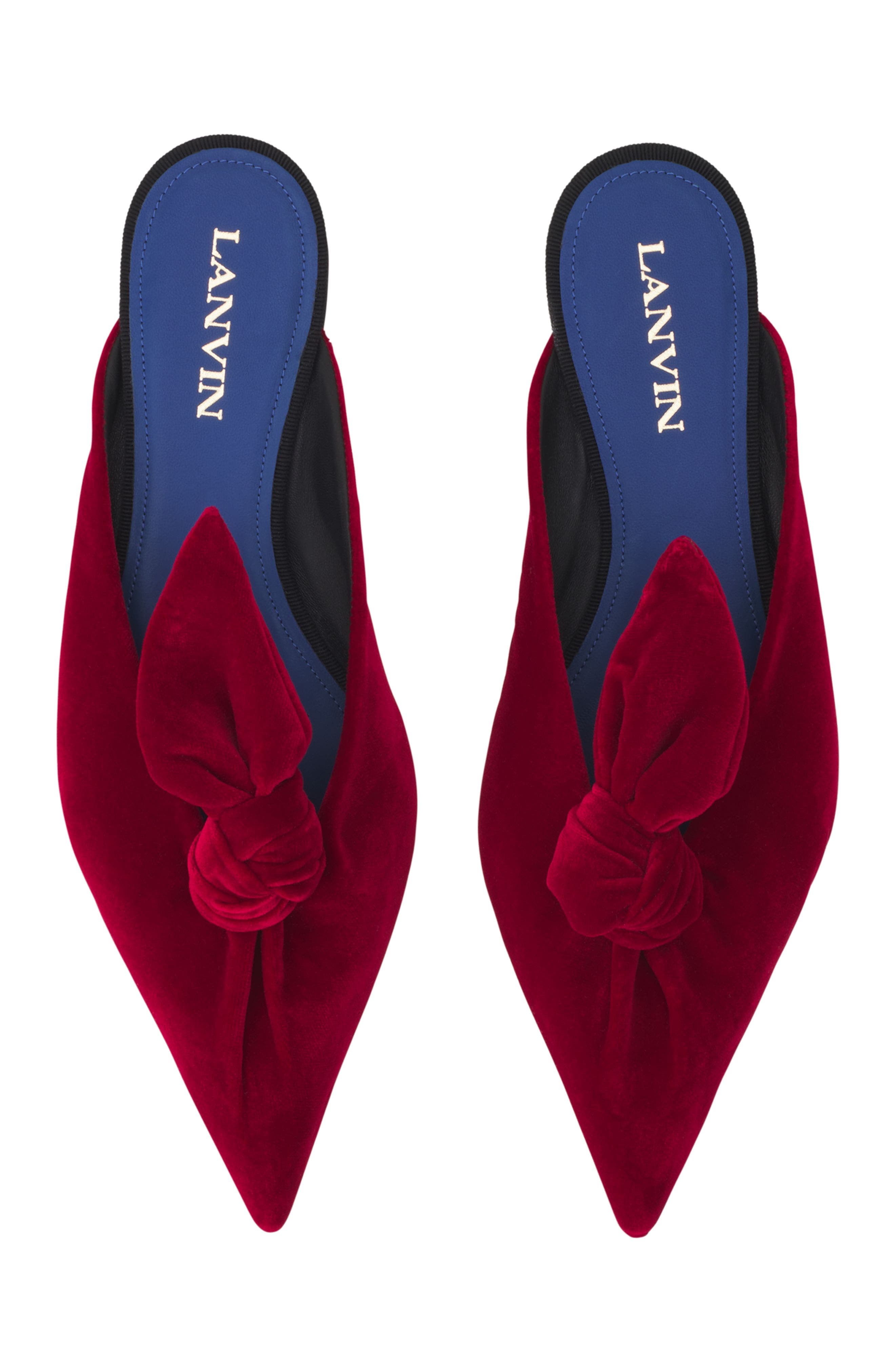 Lanvin Midnight Step Velvet Bow Mule, Alternate, color, 