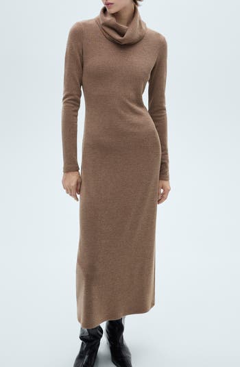 Mango Turtleneck Long Sleeve Knit Sweater Dress