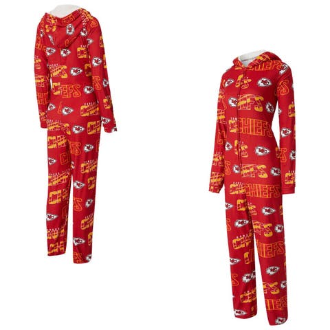 Women
s Concepts Sport  Red Kansas City Chiefs Roadway Allover Print Microfleece Full-Zip Union Suit