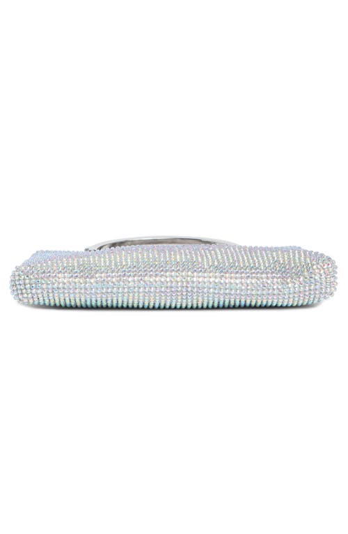 Jessica Mcclintock Zinia Crystal Mesh Ring Top Handle Bag In Irridescent Silver