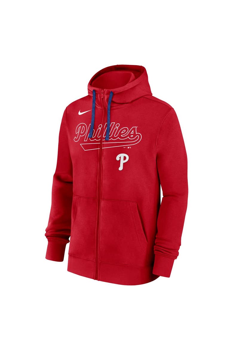 Men's Nike Red Philadelphia Phillies Knockout Script Full-Zip Hoodie, Alternate, color, Red