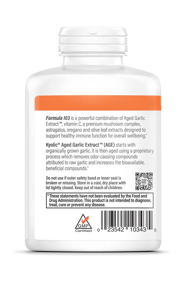 Kyolic Aged Garlic Extract Formula 103, Immune Support, Capsules 300 Count, Alternate, color, NO COLOR