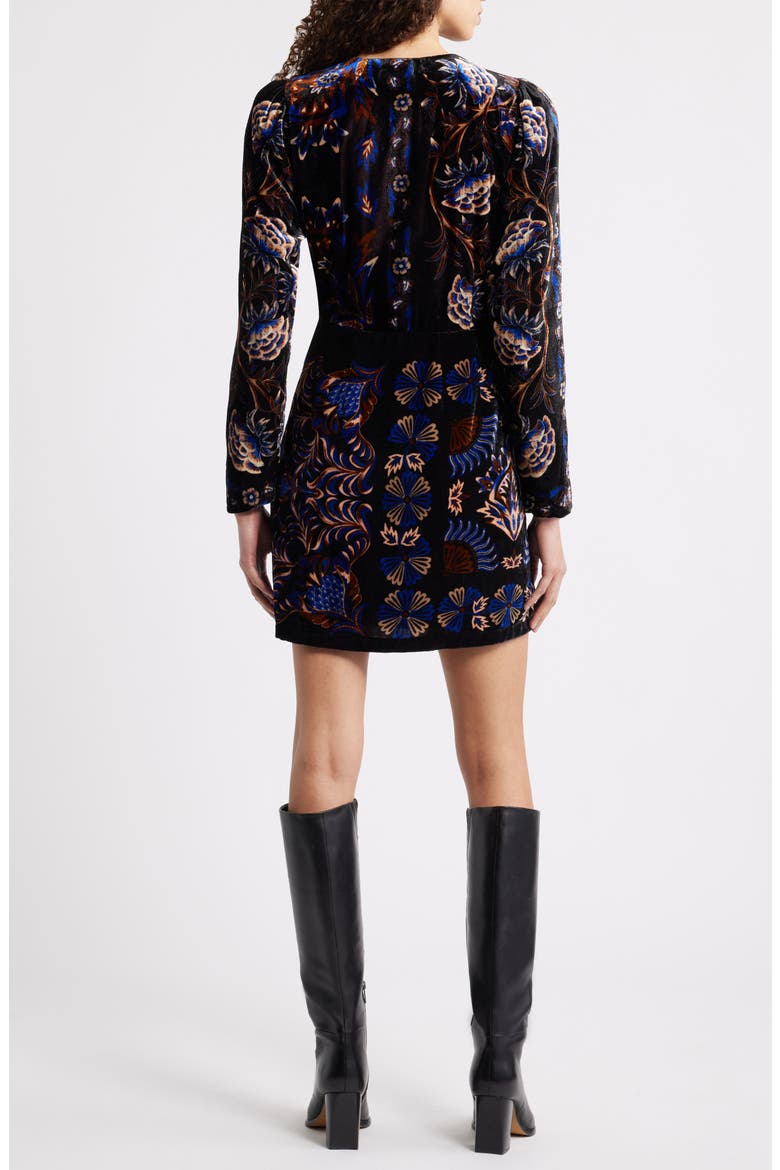Arabesque Mix Scarves Wrap Minidress, Alternate, color, BLACK