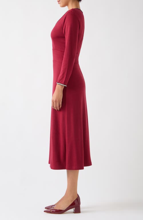 Lk Bennett Yvonne Long Sleeve Ponte Midi Dress In Red