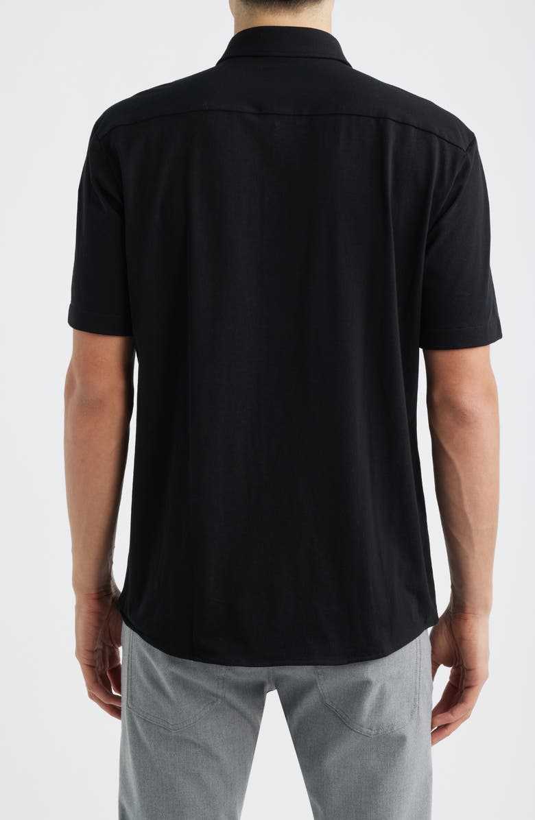 BOSS Roan Knit Short Sleeve Button-Up, Alternate, color, Black