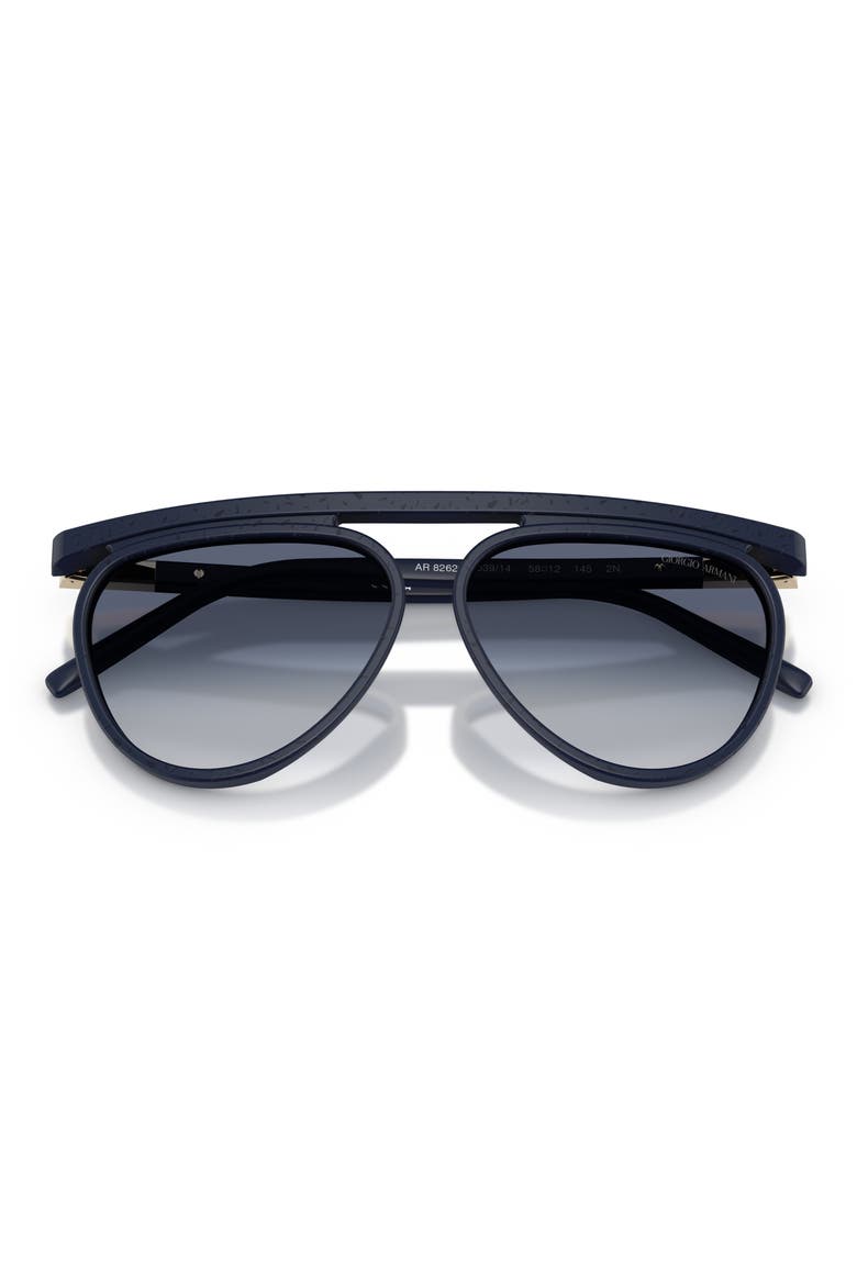 58mm Pilot Sunglasses, Alternate, color, MATTE BLUE / GREY GRADIENT