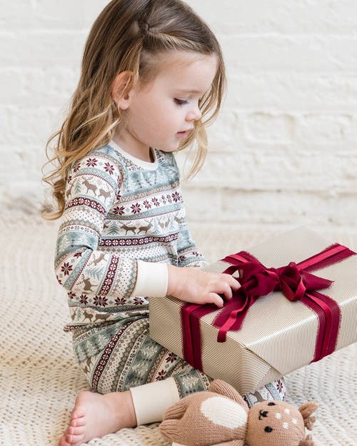 Colored Organics Organic Holiday 2 Piece Long Sleeve Jammie Set In Green