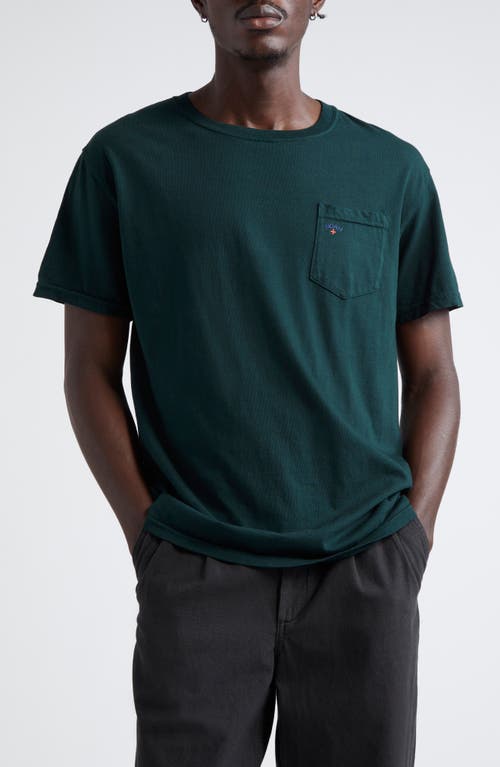 Noah Core Logo Cotton Pocket T-Shirt in Forest Green 