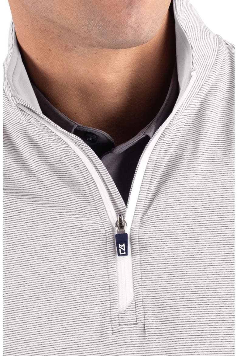 Feeder Stripe Performance Quarter Zip Pullover, Alternate, color, POLISHED HEATHER/ WHITE