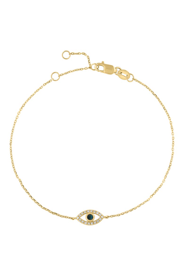 Malachite & Diamond Evil Eye Bracelet, Main, color, GREEN