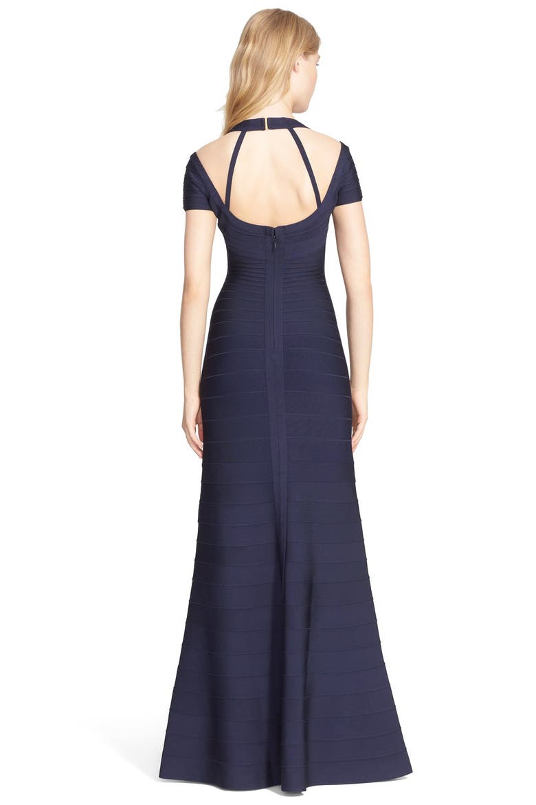 Cold Shoulder Flared Bandage Gown, Alternate, color, PACIFIC BLUE