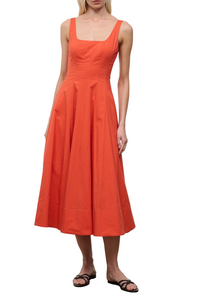staud wells floral cotton midi-dress Staud Women's Wells Dress - White - Size 12