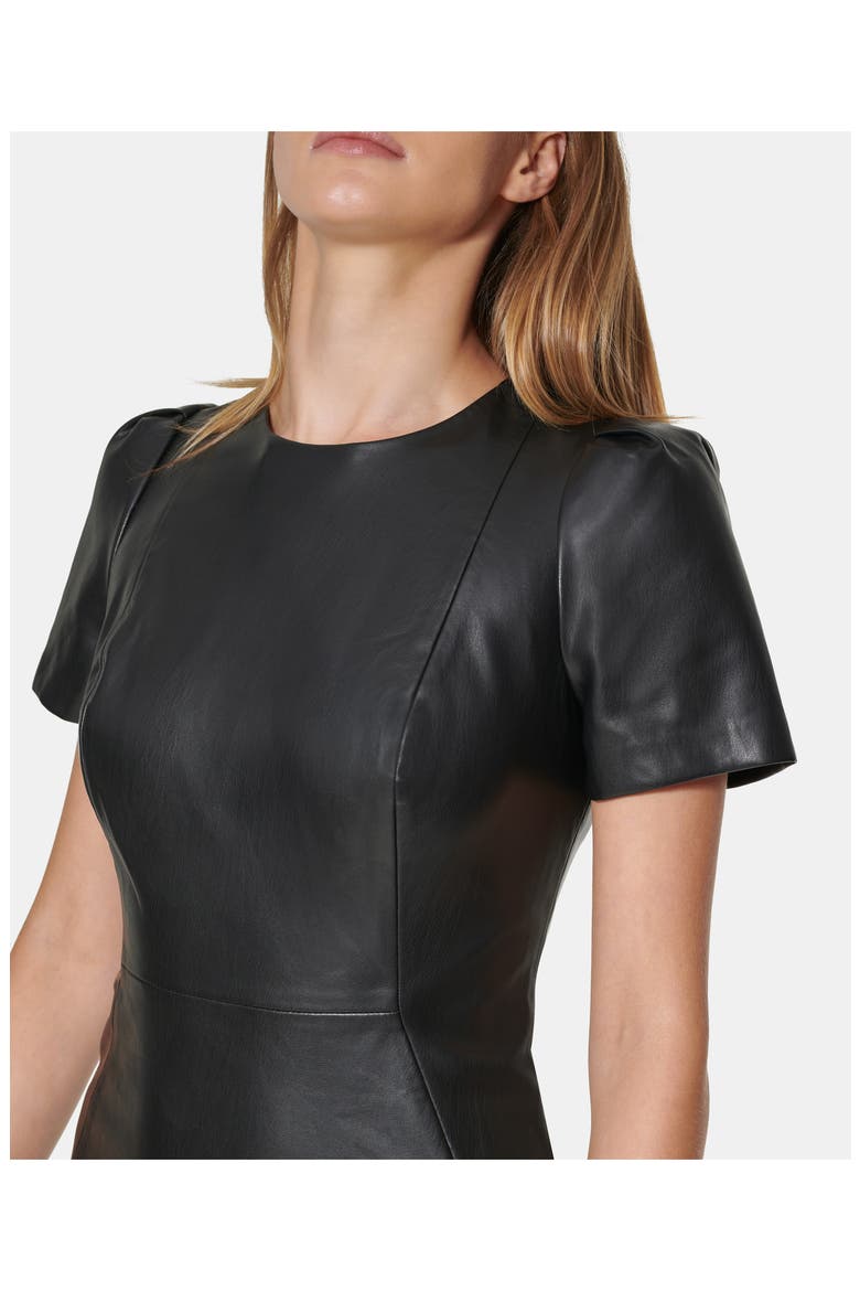 Calvin Klein Faux Leather Short Sleeve Sheath Dress (Women)