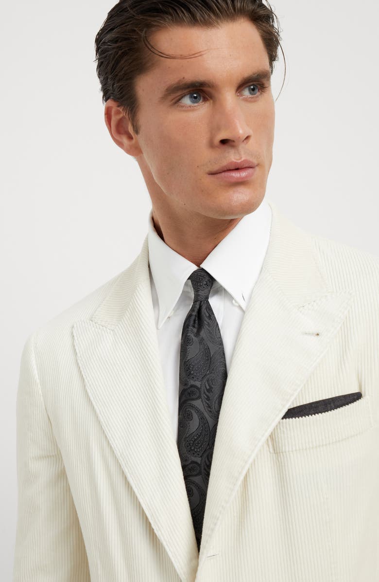 Brunello Cucinelli Paisley silk tie, Alternate, color, Slate