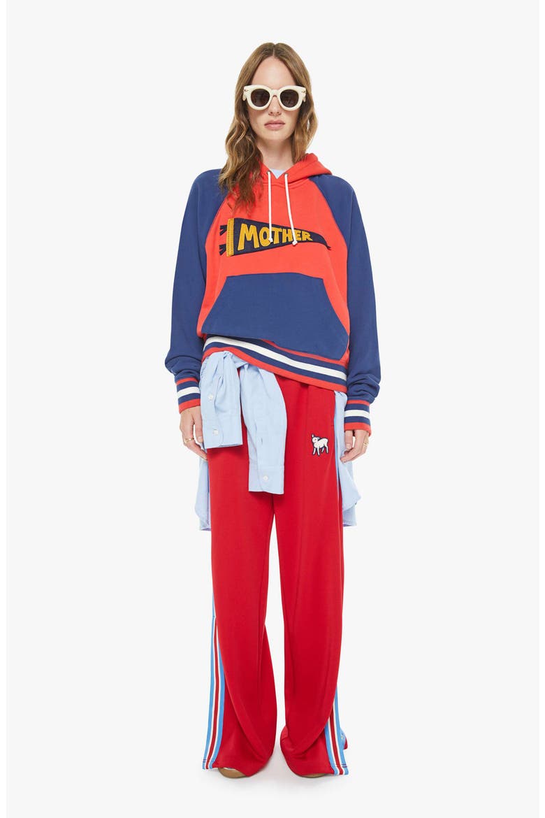 The Square Colorblock Appliqué Cotton Hoodie, Alternate, color, MOTHER PENNANT