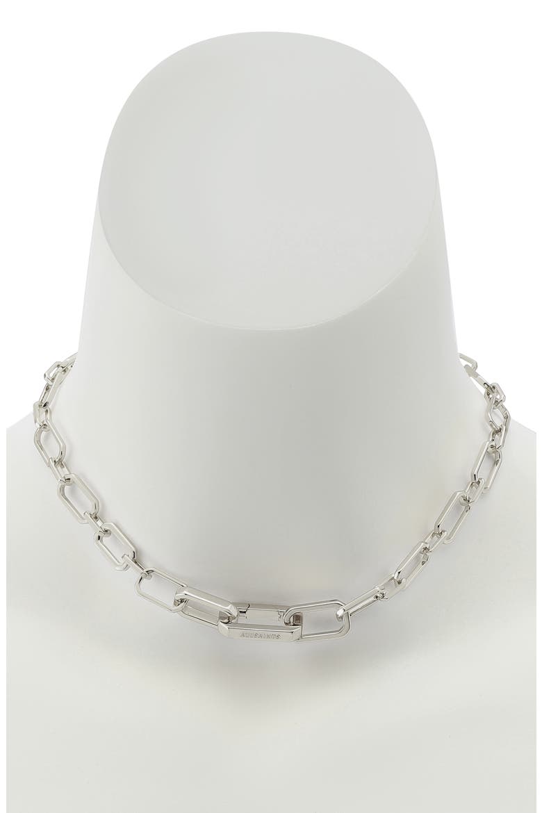 Geometric Chain Link Necklace, Alternate, color, RHODIUM