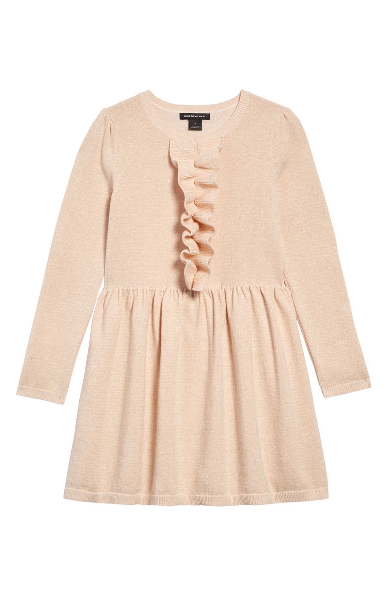 Something Navy Sparkle Ruffle Knit Dress, Main, color, 