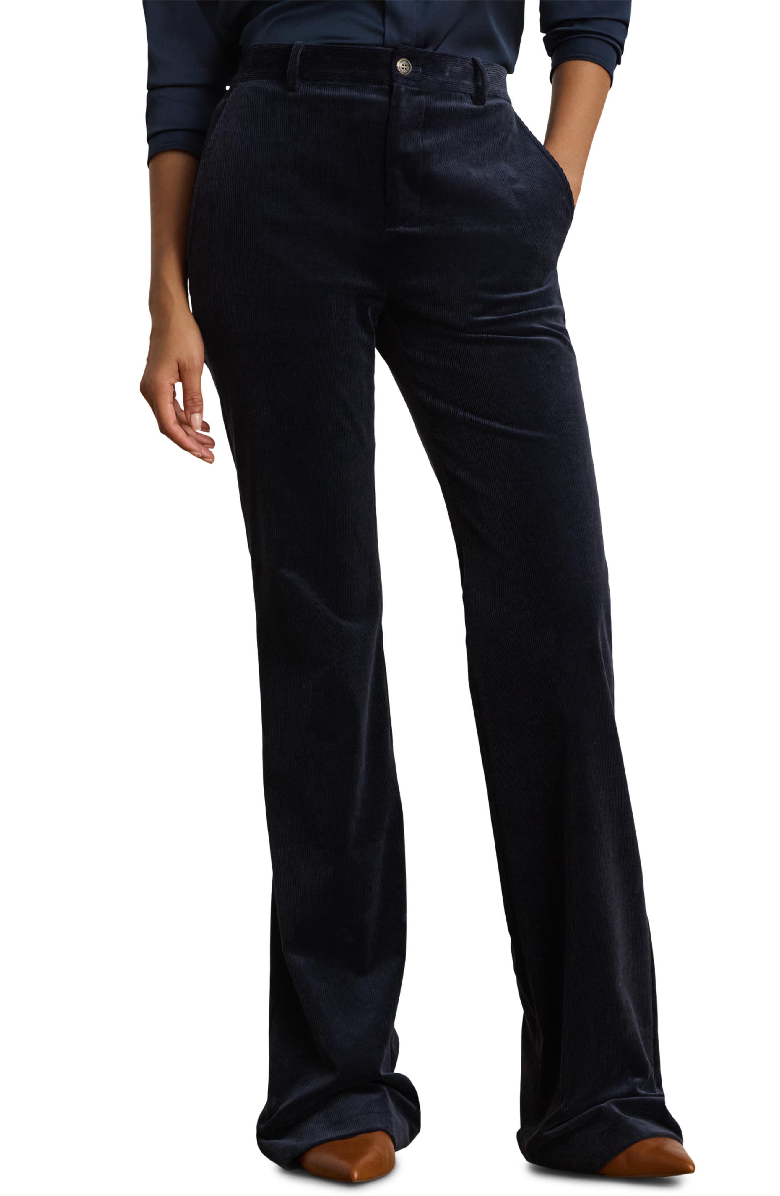 Lauren Ralph Lauren High Waist Flare Corduroy Pants
