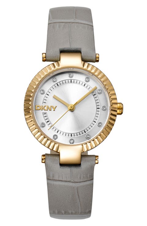 Croc Embossed Leather Strap Watch