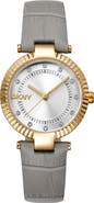 DKNY Croc Embossed Leather Strap Watch