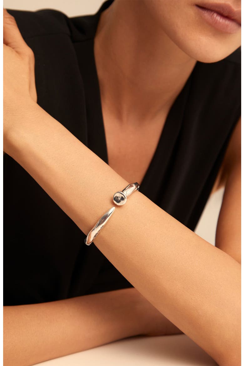 Bent Nail Bangle, Alternate, color, Silver