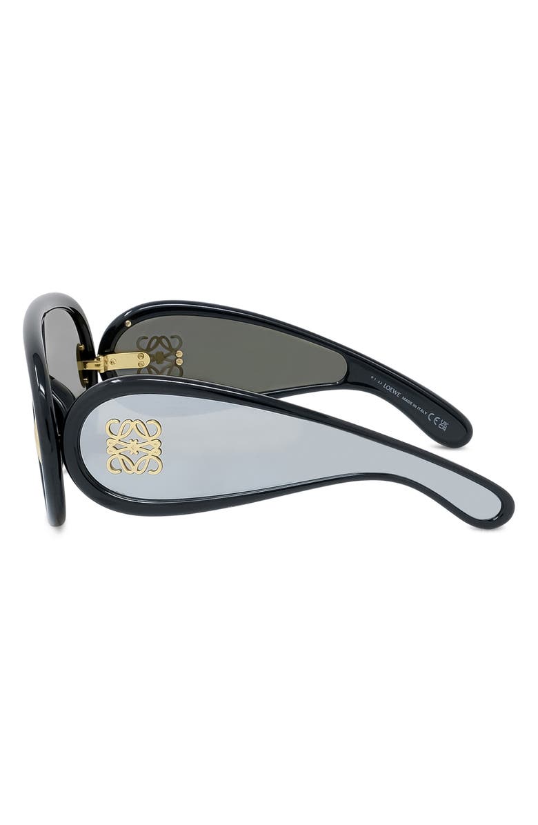 Loewe x Paula's Ibiza 56mm Mask Sunglasses, Alternate, color, Shiny Black / Smoke Mirror