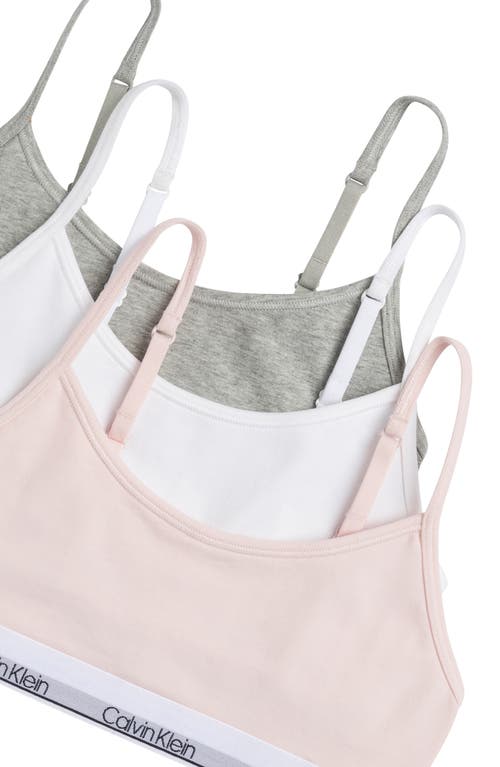 Calvin Klein Kids' Assorted 3-pack Stretch Cotton Bralettes In Pink/white/heather Grey