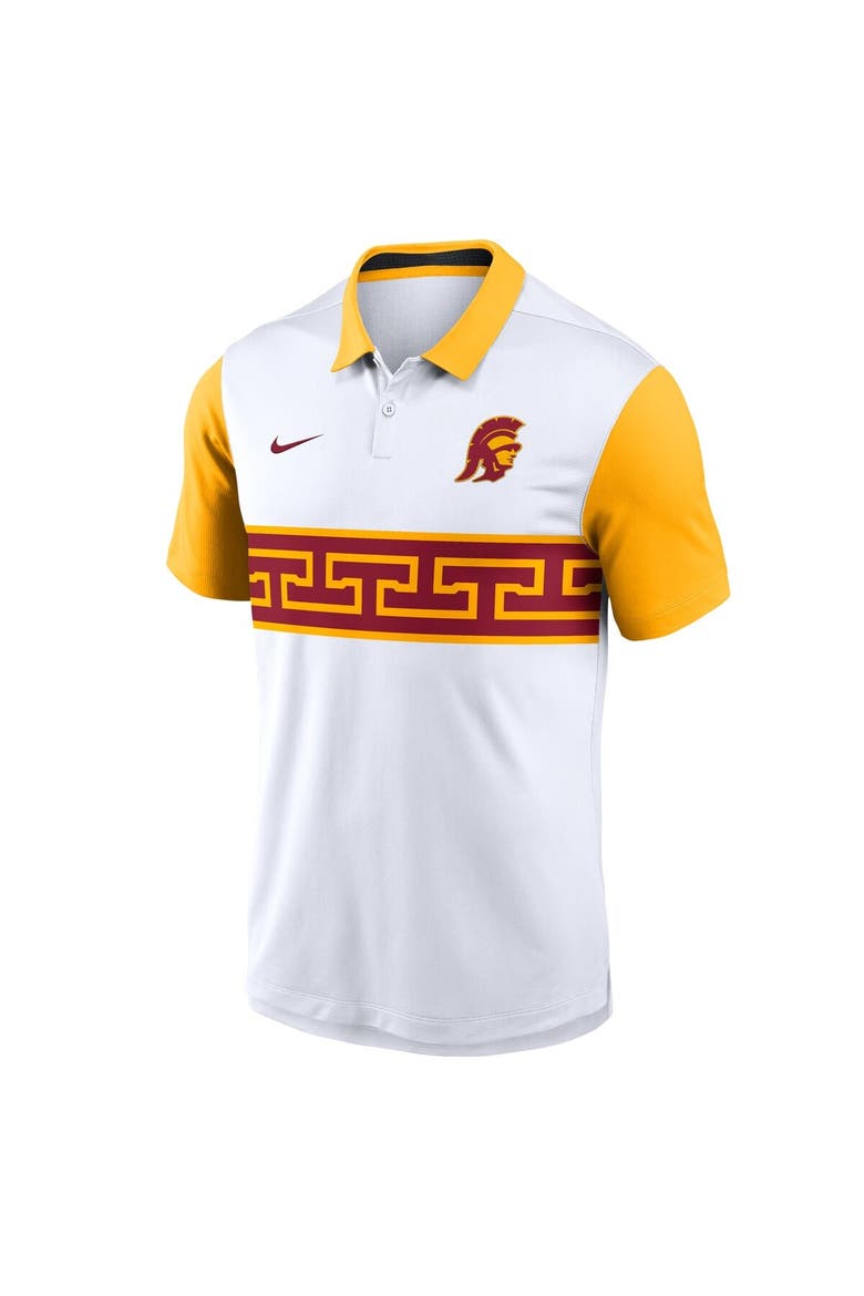 Men's Nike White/Gold USC Trojans Athletic Prep Alt Logo Vapor Performance Polo, Alternate, color, White