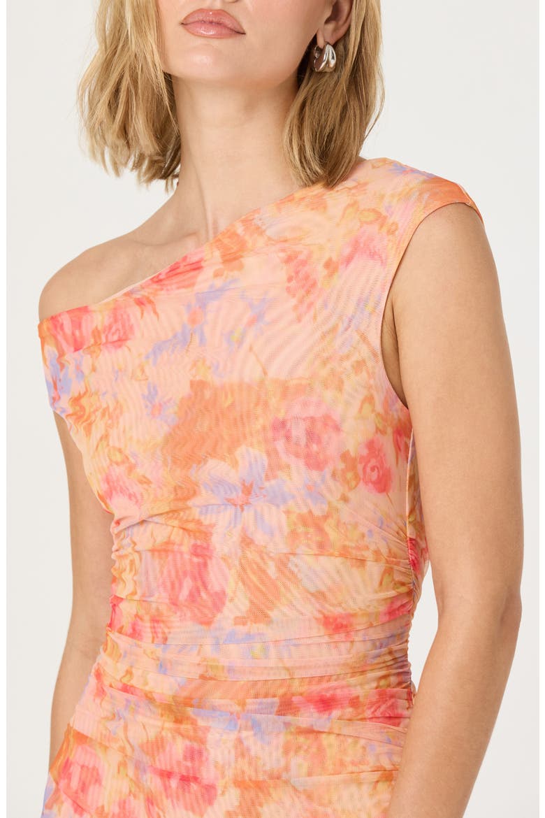 Ruched One-Shoulder Maxi Dress, Alternate, color, ORANGE MULTI FLORAL