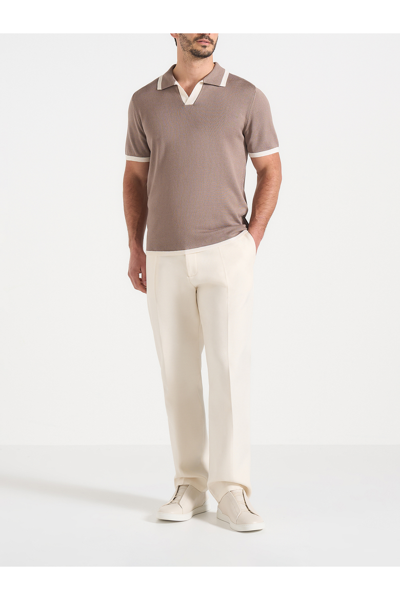 Lambert Contrast Detail Knit Polo, Alternate, color, Mushroom