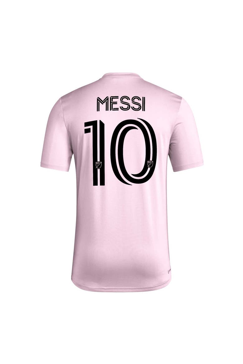 Men's adidas Lionel Messi Pink Inter Miami CF Pregame T-Shirt, Alternate, color, Pink