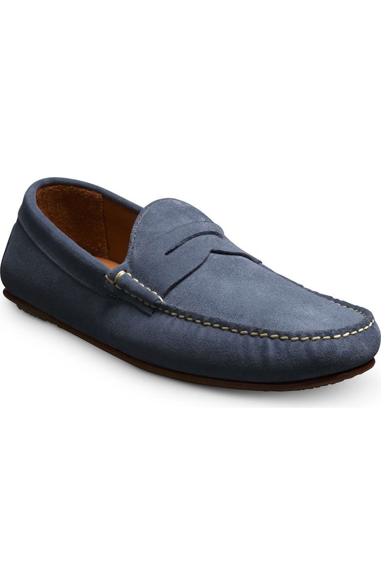 Allen Edmonds Supersport Moc Toe Penny Loafer, Main, color, Denim Suede