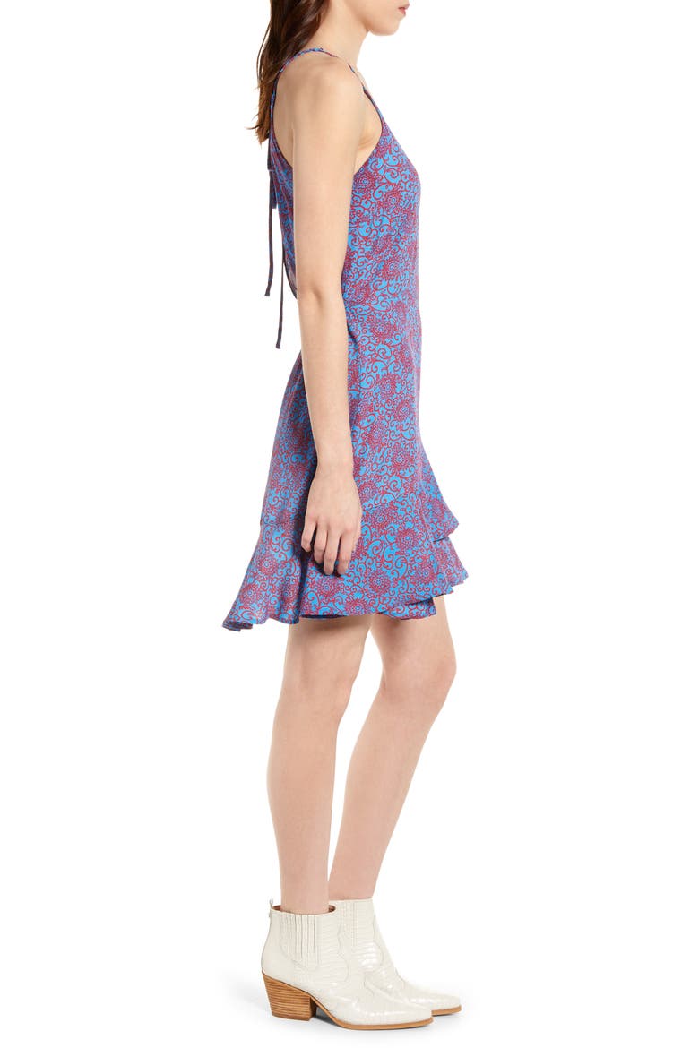 Eliat Print Ruffle Hem Dress, Alternate, color, AZURE NAV