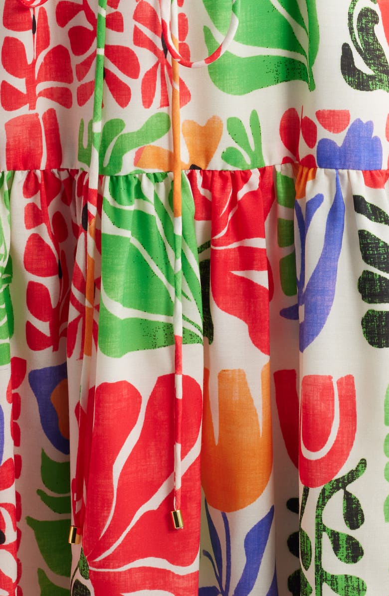 Julia Jordan Printed Puff Sleeve Midi Dress, Alternate, color, Ivory Multi