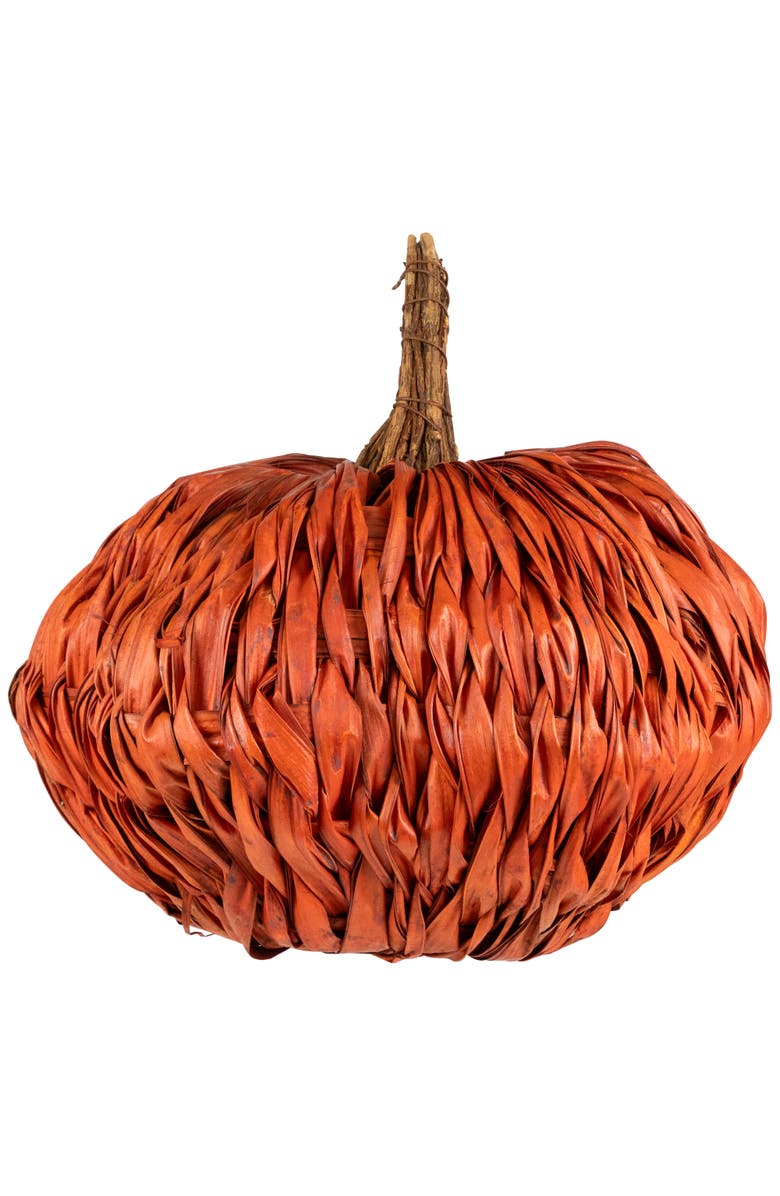 Northlight Woven Rattan Fall Harvest Pumpkin Decoration - 8.5", Alternate, color, 