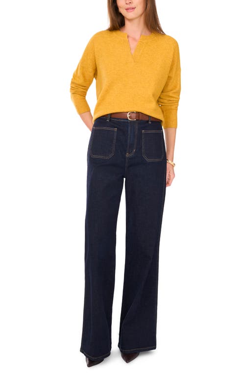 Vince Camuto Drop Shoulder V-neck Sweater In Yellow