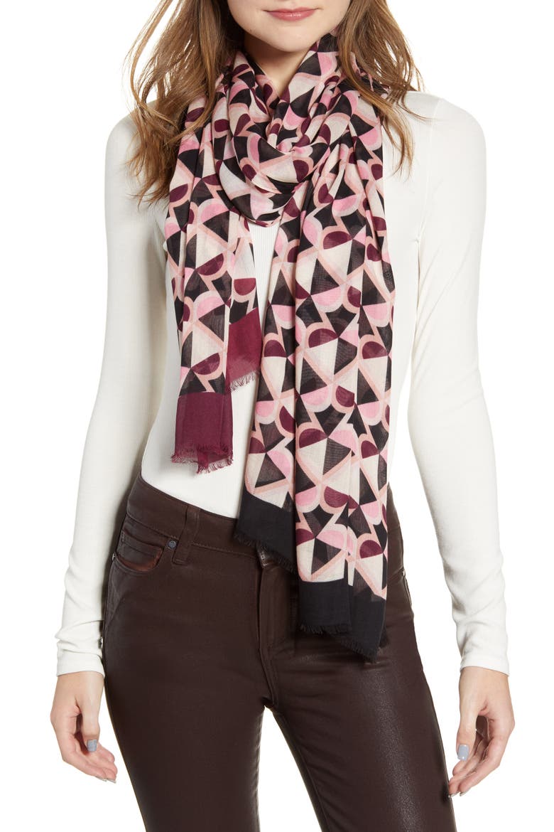honeycomb oblong scarf, Main, color, NEUTRAL