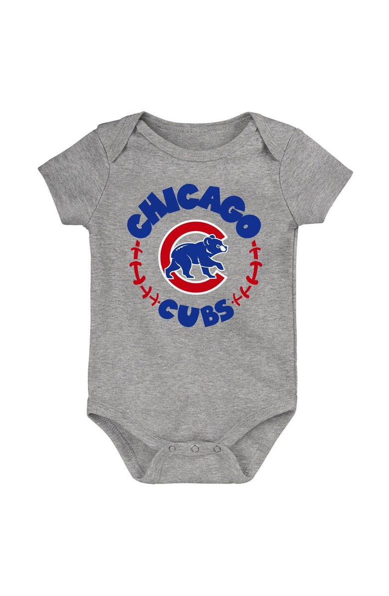 Outerstuff Newborn & Infant Royal/White/Heather Gray Chicago Cubs Biggest Little Fan 3-Pack Bodysuit Set, Alternate, color, 