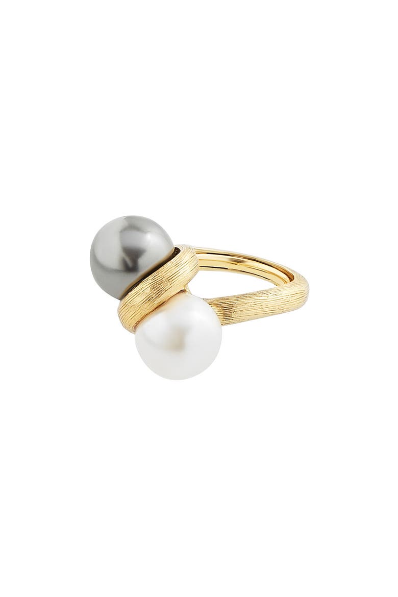Double Imitation Pearl Ring, Main, color, ANTIQUE GOLD