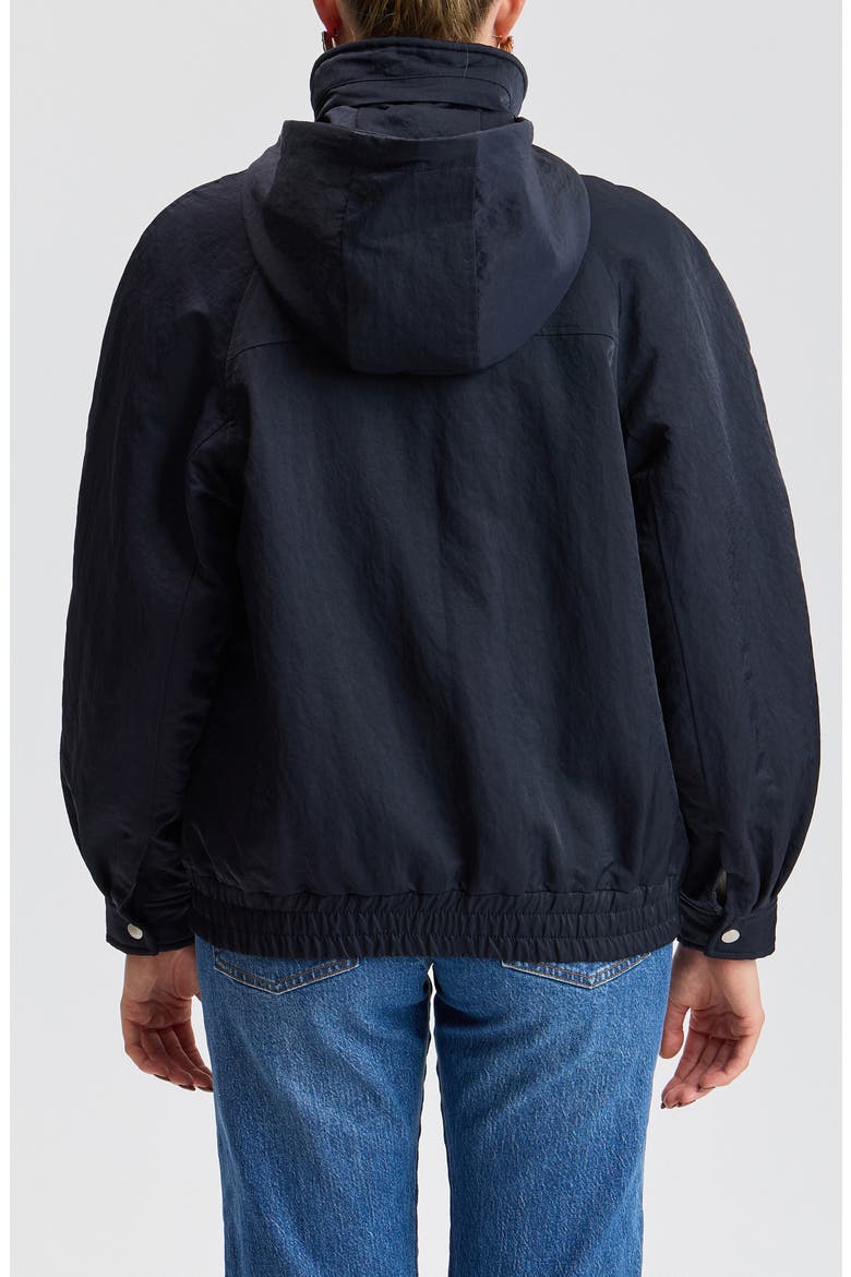 Water Resistant Oversized Rain Bomber Jacket, Alternate, color, NAVY/ RED MULTI