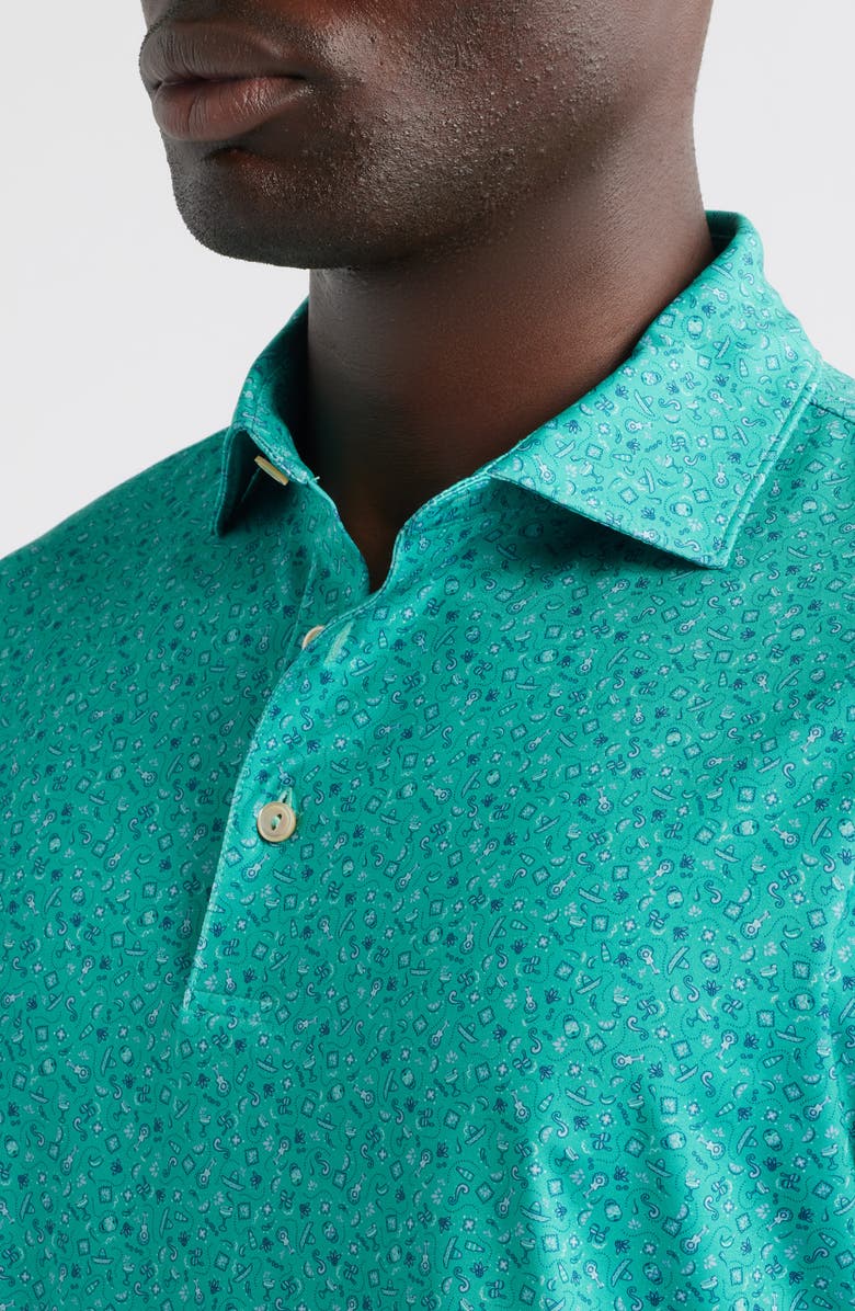Peter Millar Day of the Dead Performance Jersey Polo, Alternate, color, Meadow