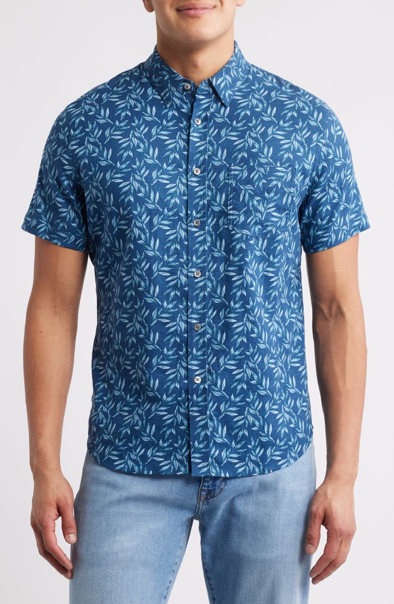Rails Carson Short Sleeve Button-Up Shirt, Main, color, Falling Fronds Maritime