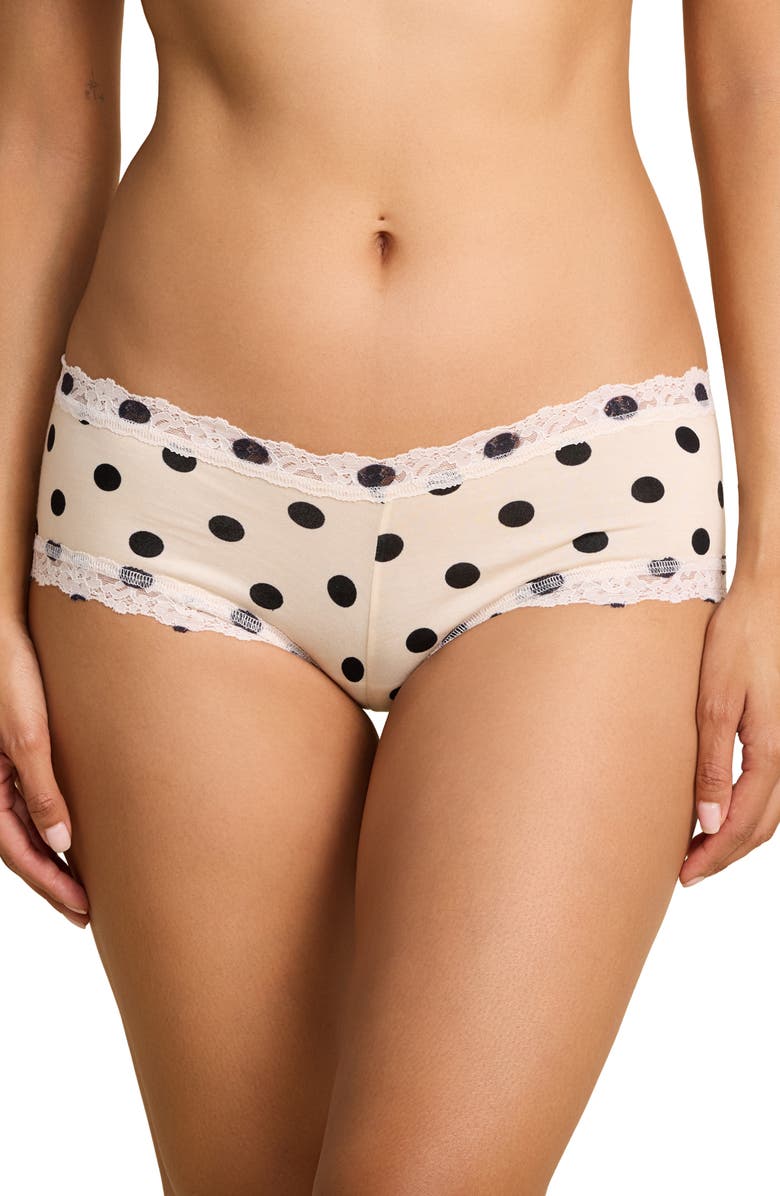 Hanky Panky Floral Print Supima<sup>®</sup> Cotton Boyshorts, Main, color, Poke A Dot