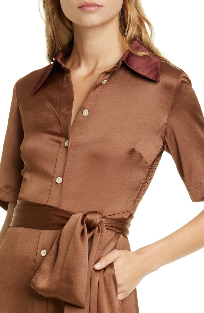 Kate Spade New York smocked back satin shirtdress, Alternate, color,