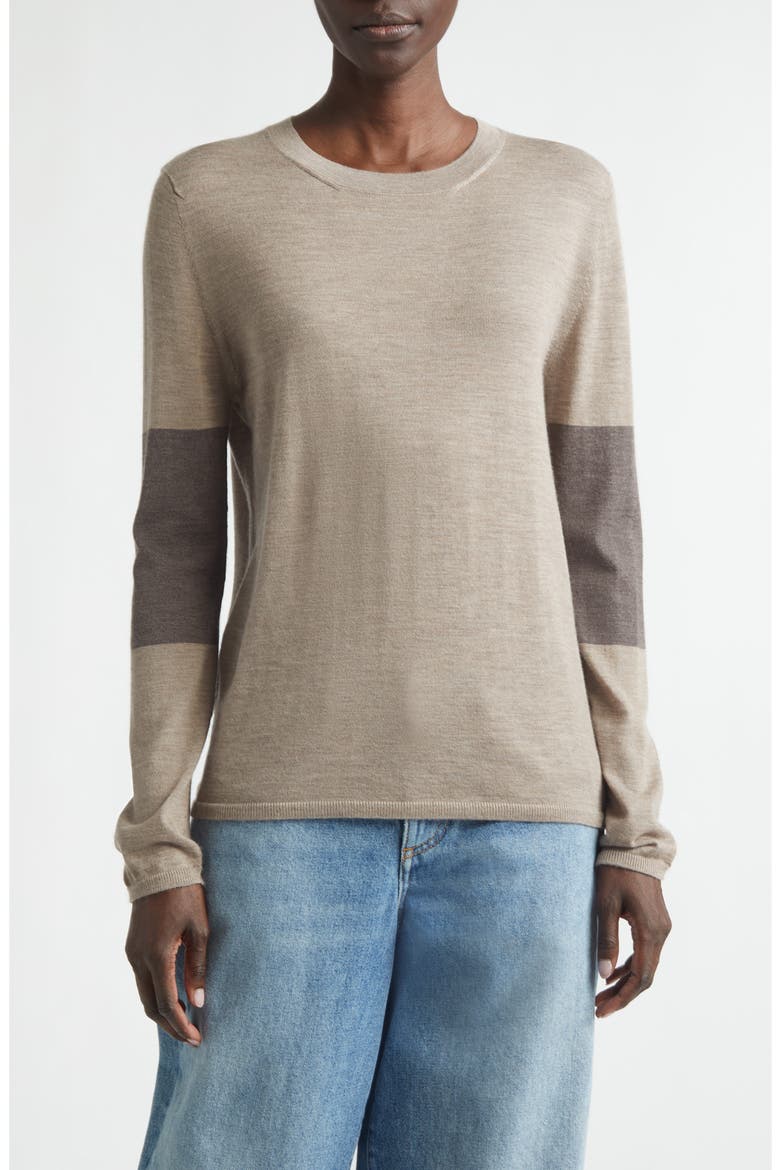 Euna Colorblock Cashmere Sweater, Main, color, PEBBLE/ ASH